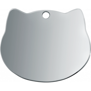 Kattenpenning Zilver kat Zilverkleurige roestvrijstalen kattenvormige penning met gladde afwerking en bovenste gat voor splitring.