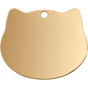 Kattenpenning Goud kat Gouden kattenvormige penning van roestvrij staal met afgeronde randen en bovenste opening voor bevestiging aan halsband.