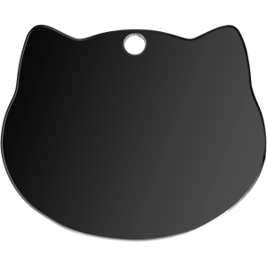 Kattenpenning Swart kat Zwarte kattenkoppenvormige ID-penning van roestvrij staal met glanzende afwerking en middenboven gat voor gemakkelijke bevestigi