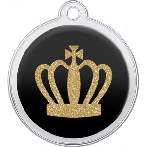 Médaille Chien Design Couronne de Roi Noir