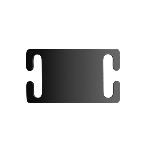 Hondenpenning Zwart Slide-On Zwarte roestvrijstalen hondenpenning, slide-on model van 45 x 25 mm, ontworpen voor veilige bevestiging aan halsband.