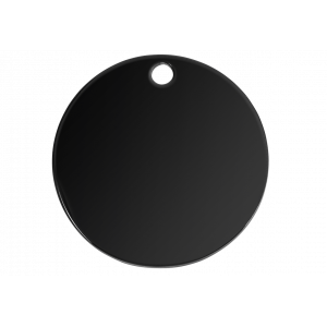 Hondenpenning Swart Rond Ronde zwarte roestvrijstalen hondenpenning met spiegelglans, gegraveerd met naam, adres of telefoonnummer.