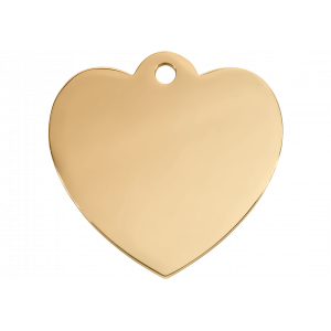 Hondenpenning Goud Hart Gouden hartvormige hondenpenning met glanzende afwerking, dubbelzijdig te graveren met naam en telefoonnummer.