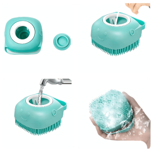 Siliconen Badborstel voor Honden met Shampoo Dispenser – Grooming Borstel voor Honden, Katten & Andere Huisdieren